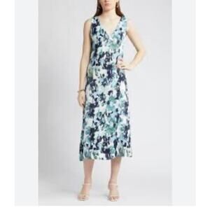Nordstrom Watercolor Sleeveless Satin Midi Dress Size XXL